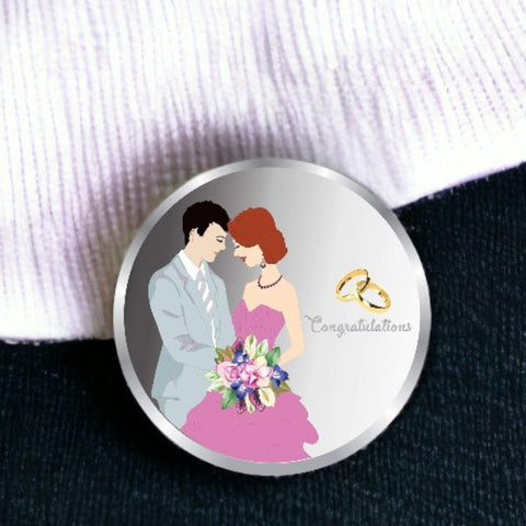 Taraash 999 Silver 10 Gram Wedding Coin For Newly Married Couple CF24R12G10W - Taraash
