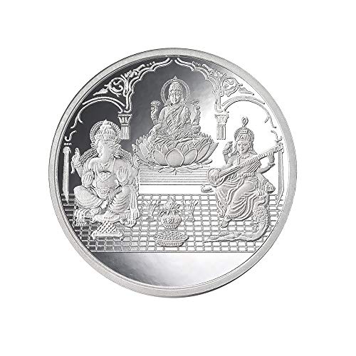 Taraash 999 Silver 20 gram Laxmi, Ganesh & Saraswati Coin By ACPL - Taraash