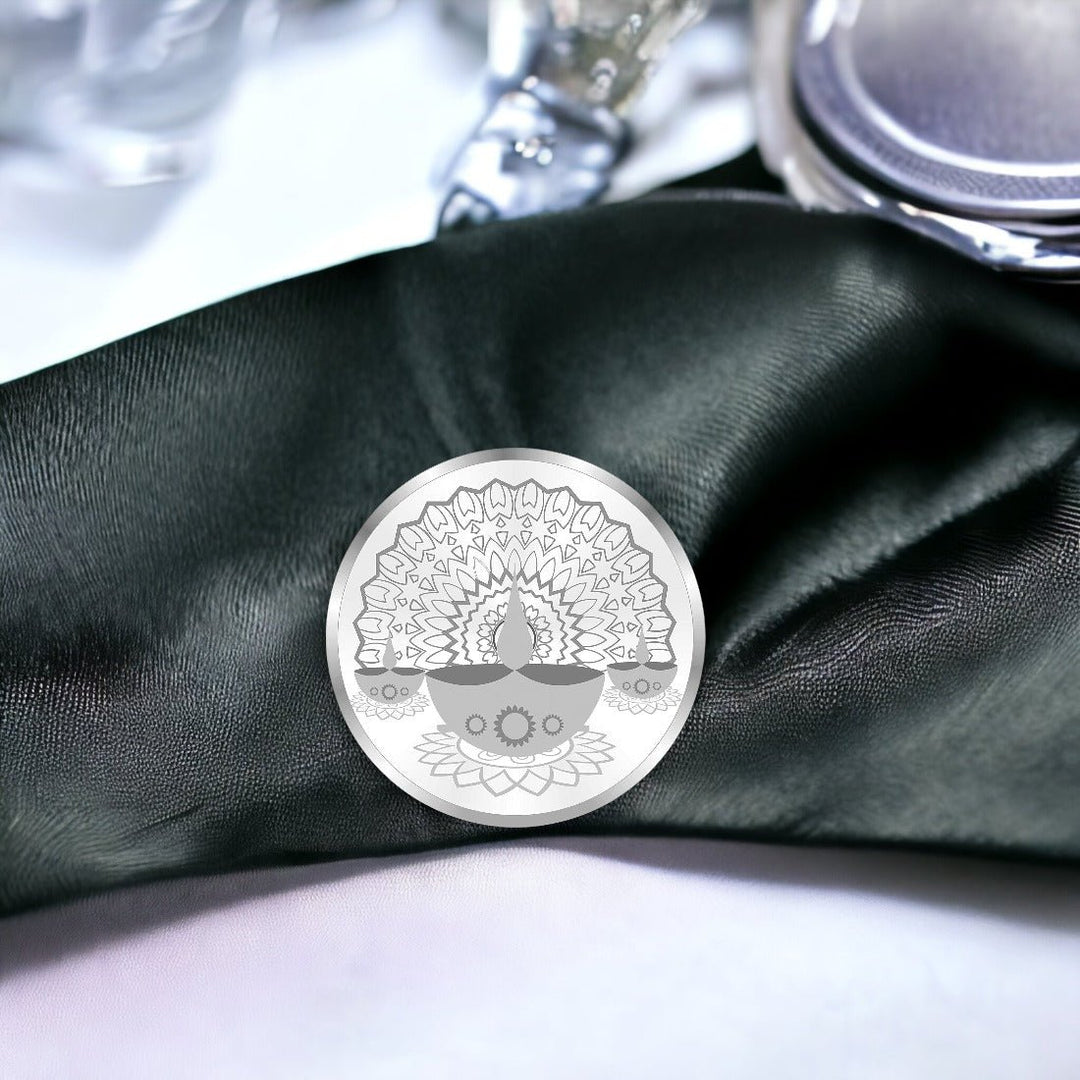 Taraash 999 Silver 50 gram Diya Coin Spreading Light and Prosperity By ACPL - Taraash