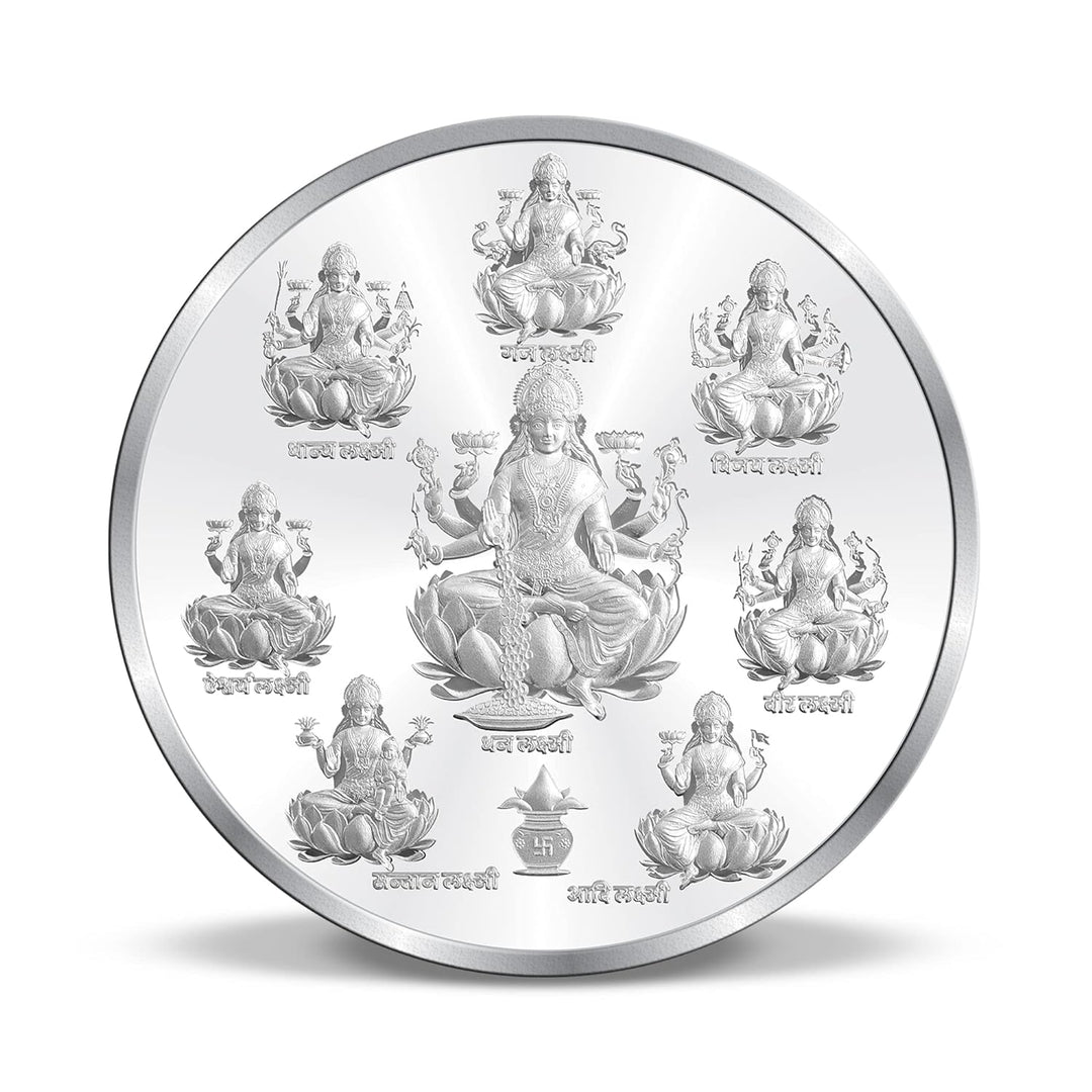 Taraash 999 Silver 50 gram Godess Ashta Lakshmi Coin With Gift Packaging By ACPL - Taraash