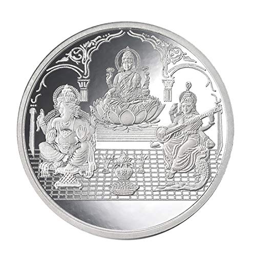 Taraash 999 Silver 50 gram Laxmi, Ganesh & Saraswati Coin By ACPL - Taraash