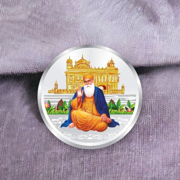 Taraash 999 Silver Color Guru Nanak Dev ji 100 gm Coin For Gifting - Taraash