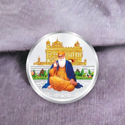 Taraash 999 Silver Color Guru Nanak Dev ji 100 gm Coin For Gifting - Taraash