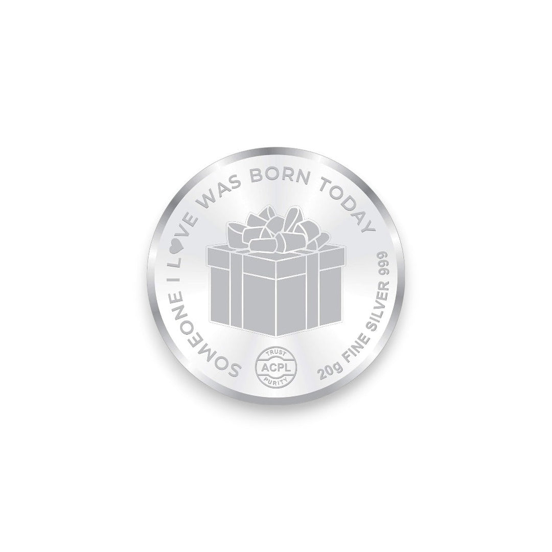 Taraash 999 silver enamel cake design happy birthday 20 gms coin for gifting by ACPL - Taraash
