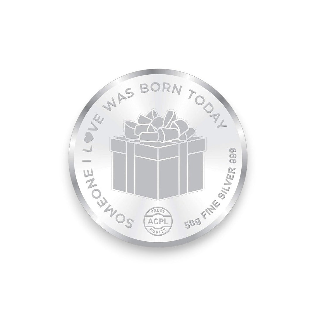 Taraash 999 silver enamel cake design happy birthday 50 gms coin for gifting by ACPL - Taraash