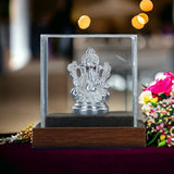 Taraash 999 Silver Ganesha Sitting on Aasan with Farshi in Hands Idol For Gifting - Taraash