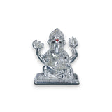 Taraash 999 Silver Ganesha Sitting on Aasan with Farshi in Hands Idol For Gifting - Taraash