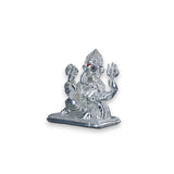 Taraash 999 Silver Ganesha Sitting on Aasan with Farshi in Hands Idol For Gifting - Taraash