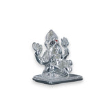 Taraash 999 Silver Ganesha Sitting on Aasan with Farshi in Hands Idol For Gifting - Taraash