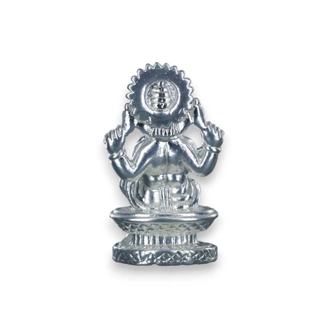 Taraash 999 Silver Ganesha with aura crown sitting on heighted seat Idol For Gifting - Taraash