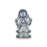 Taraash 999 Silver Ganesha with aura crown sitting on heighted seat Idol For Gifting - Taraash