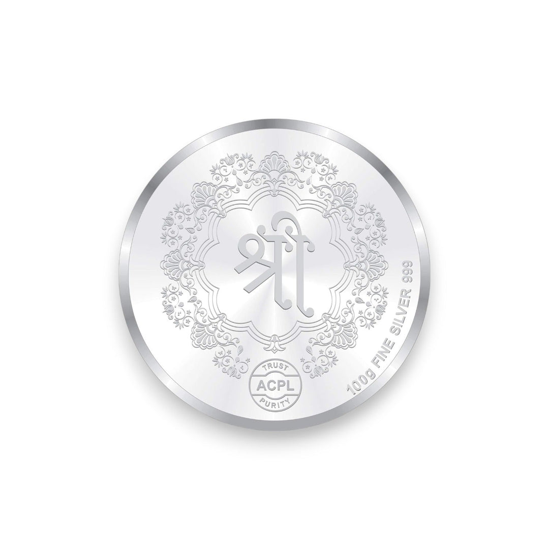 Taraash 999 Silver Ganeshji and Lakshmi Temple 100gm Coin CF27R2G100W - Taraash