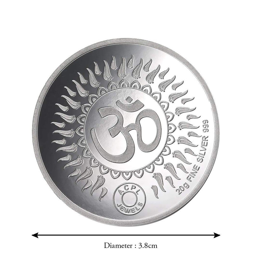 Taraash 999 Silver God Lakshmi Ganesha 20 Gram Coin CF15R3G20 - Taraash