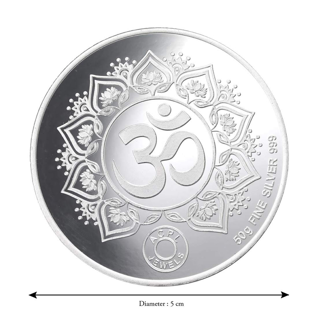 Taraash 999 Silver God Lakshmi Ganesha 50 Gram Coin CF15R1G50 - Taraash