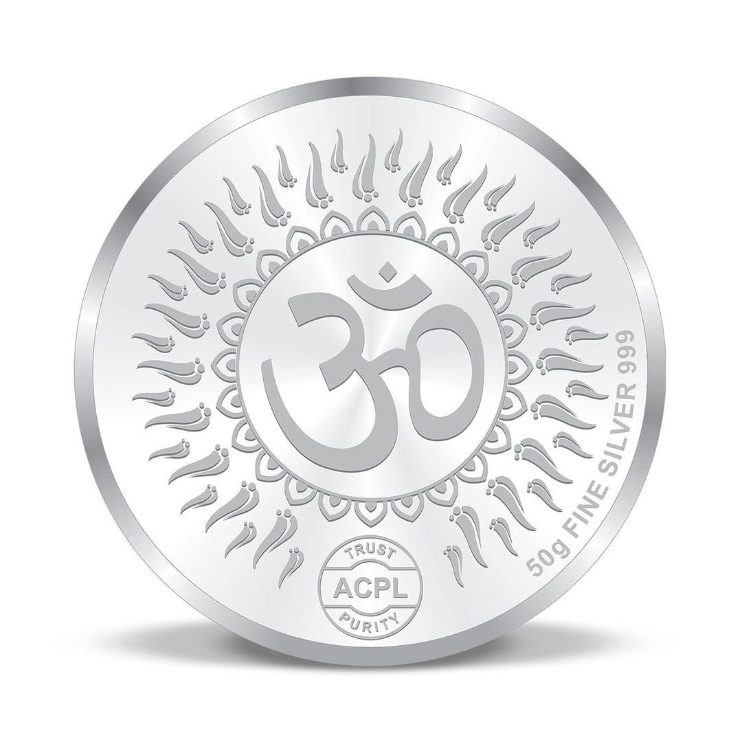 Taraash 999 Silver God Lakshmi Ganesha 50 Gram Coin CF15R1G50W - Taraash