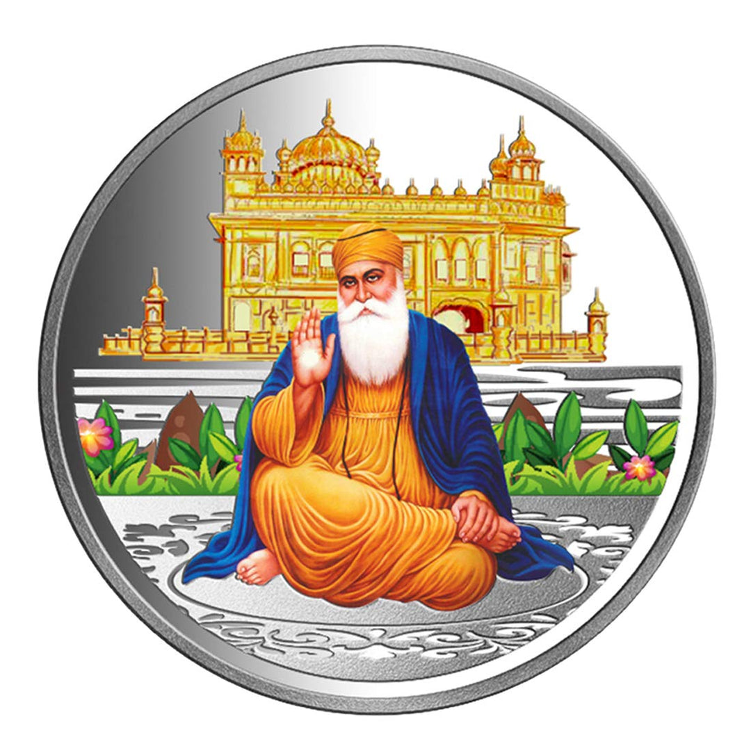 Taraash 999 Silver Guru Nanak Dev ji 100 gm Coin For Gifting - Taraash