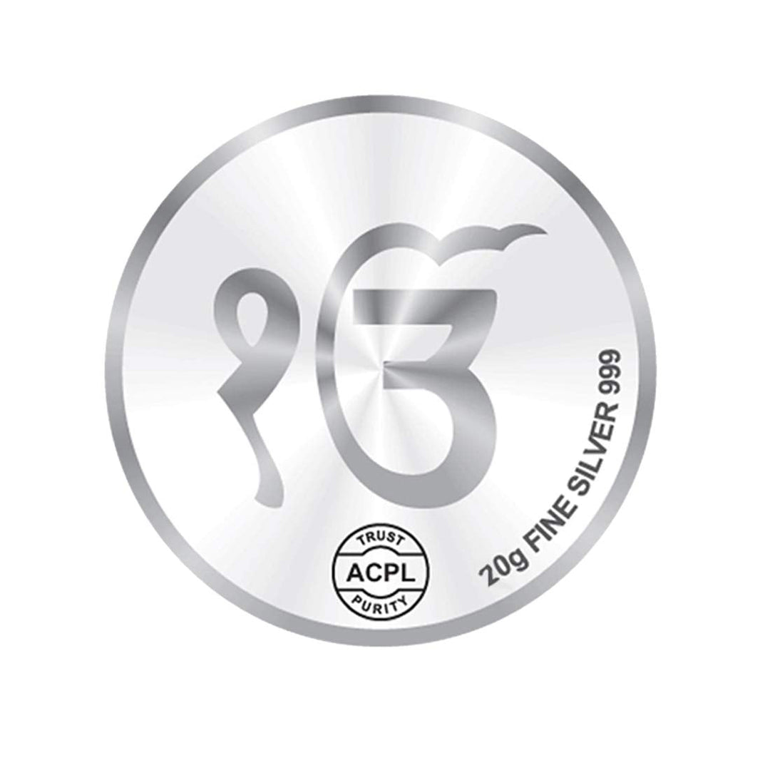Taraash 999 Silver Guru Nanak Dev ji 20 gm Coin With Gift Packaging By ACPL - Taraash