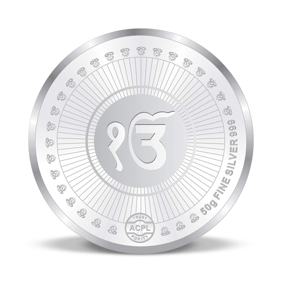 Taraash 999 Silver Guru Nanak Dev ji 50 gm Coin For Gifting - Taraash