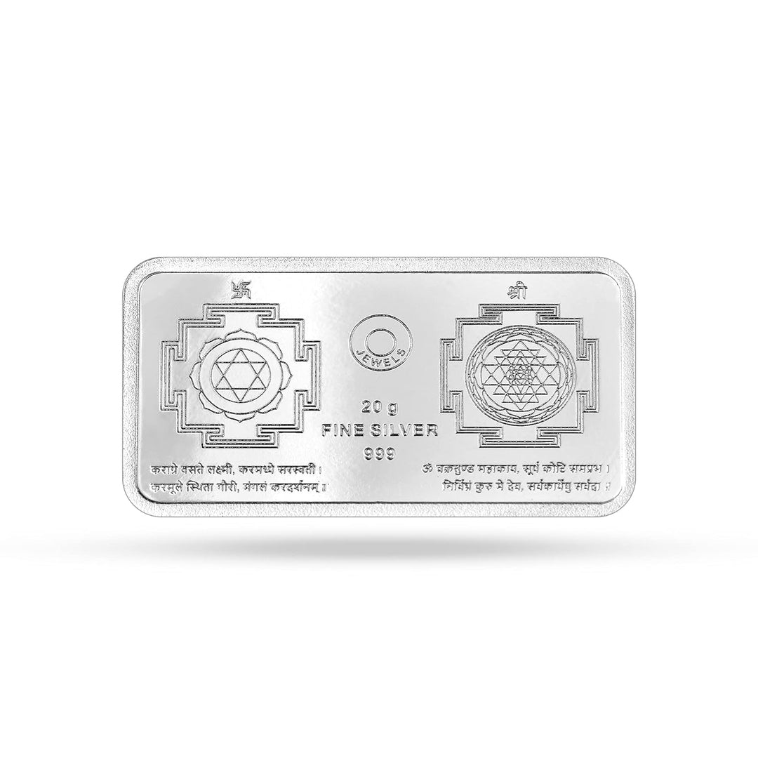 Taraash 999 Silver Lakshmi Ganesha 20 Gram Bar Coin - Taraash