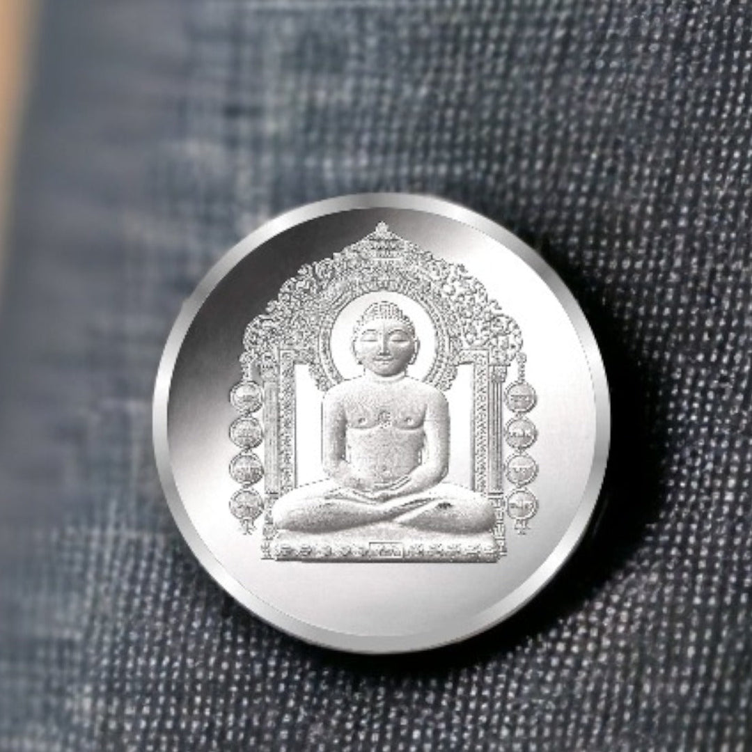 Taraash 999 Silver Plain Mahavir 10 gm Coin For Gifting - Taraash