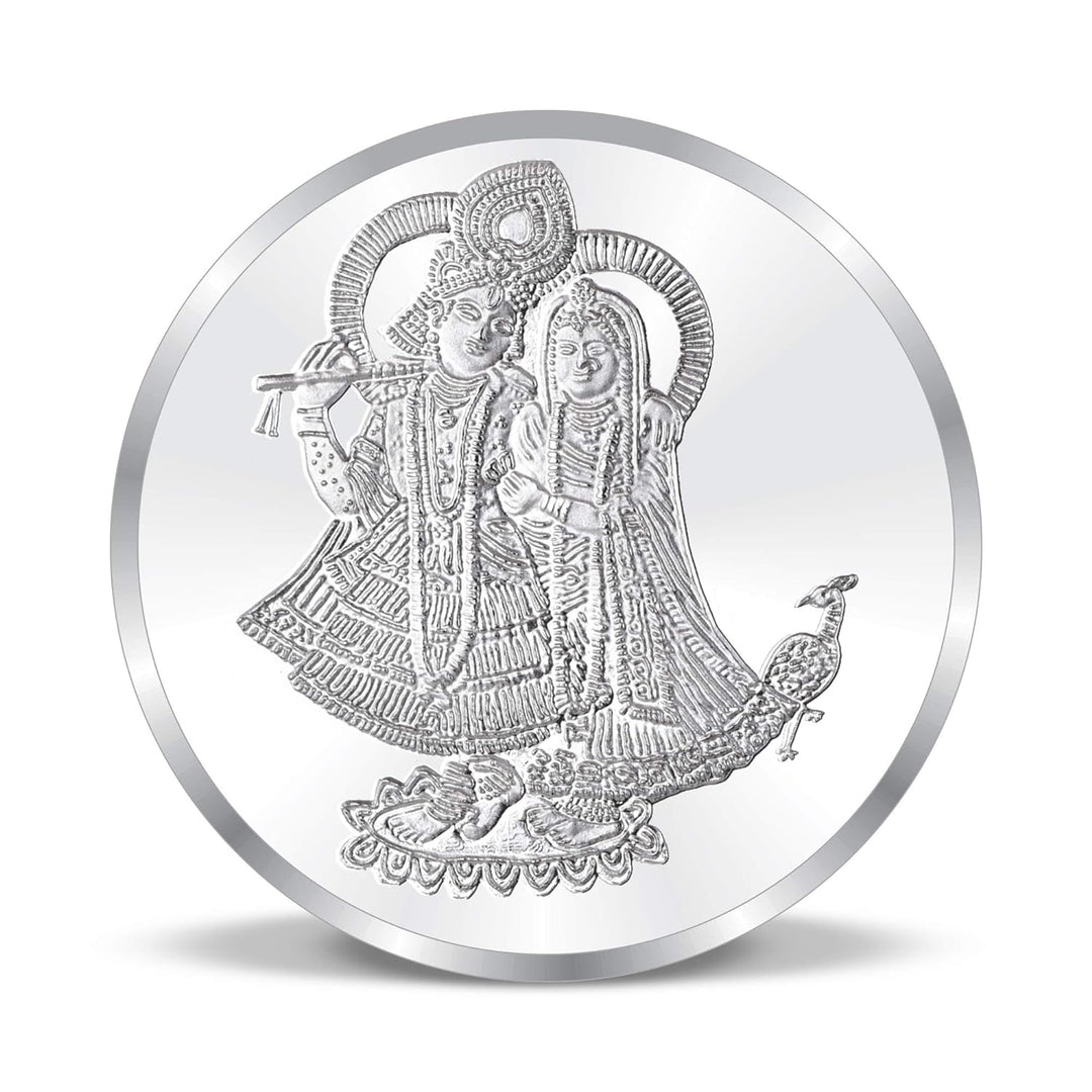 Taraash 999 Silver Radha Krishna 10 Gram Coin CF19R9G10W - Taraash