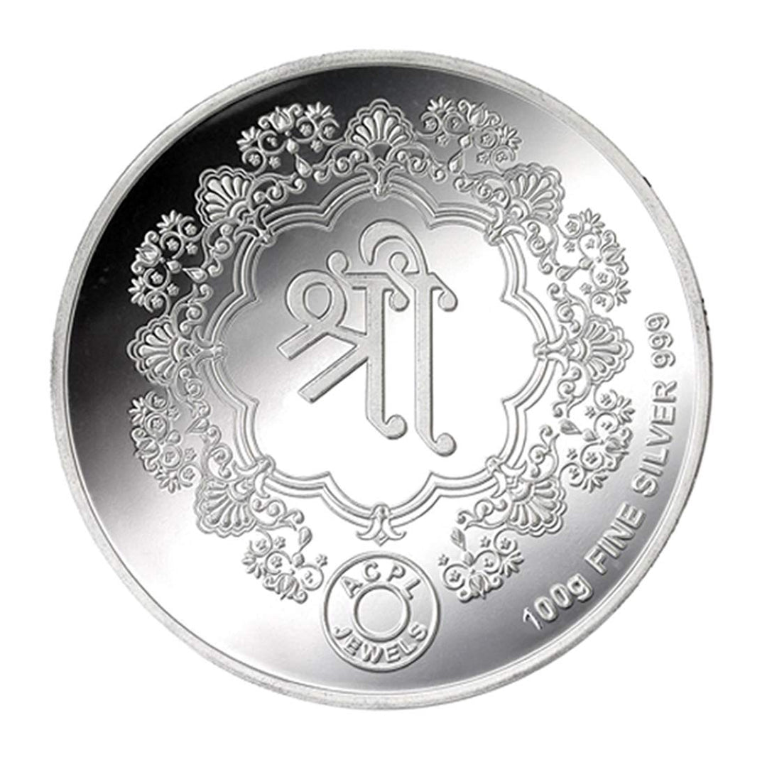 Taraash 999 Silver Trimurti 100gm Coin For Gifting CF30R2G100W - Taraash