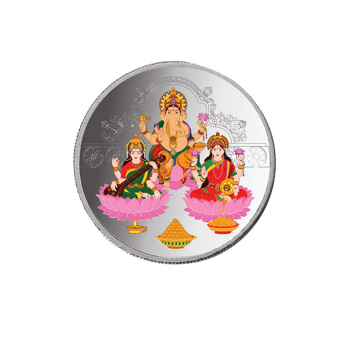 Taraash 999 Silver Trimurti 10gm Coin For Gifting CF29R2G10W - Taraash