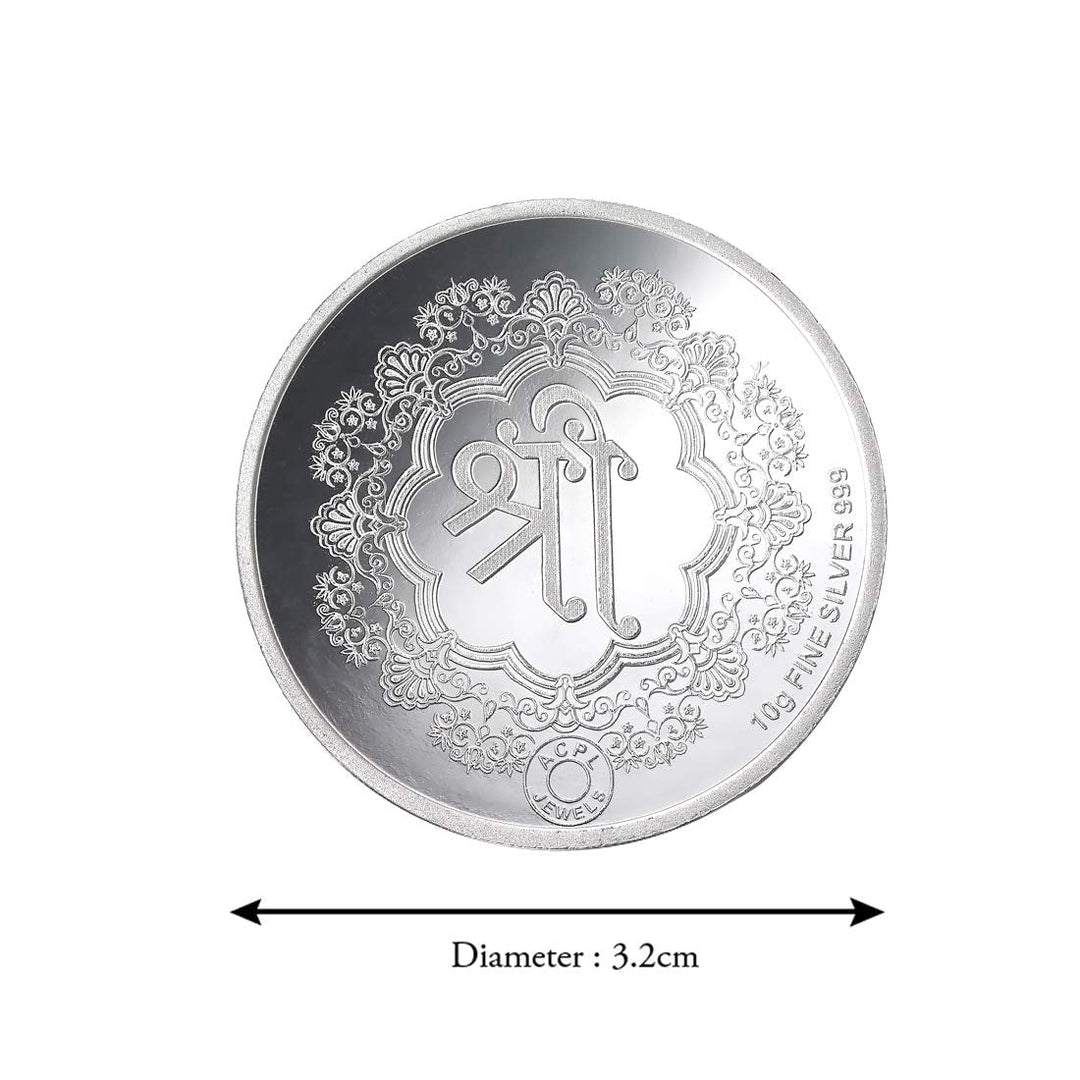 Taraash 999 Silver Trimurti 10gm Coin For Gifting CF29R2G10W - Taraash