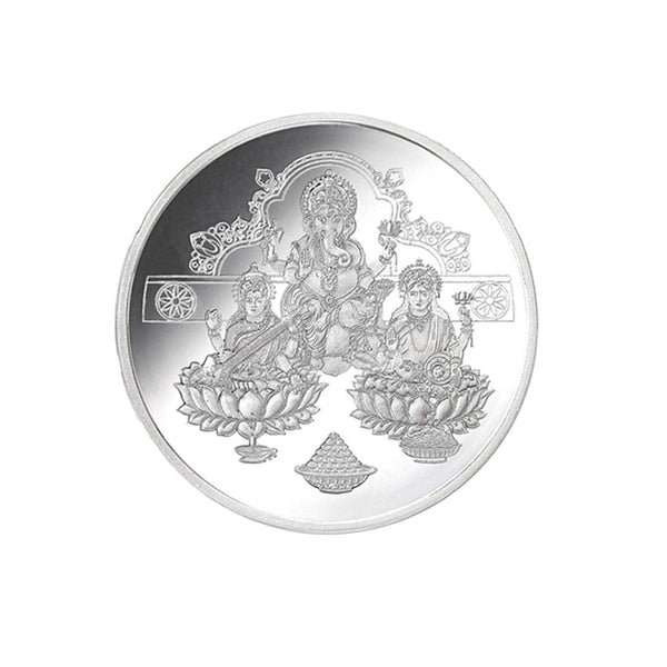 Taraash 999 Silver Trimurti 10gm Coin For Gifting CF30R2G10W - Taraash