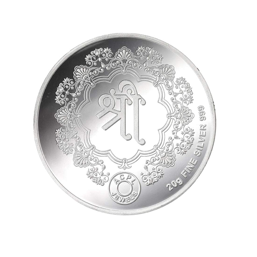 Taraash 999 Silver Trimurti 20gm Coin For Gifting CF30R2G20 With Gift Packaging - Taraash