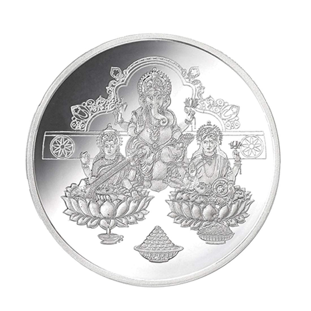 Taraash 999 Silver Trimurti 50gm Coin For Gifting CF30R2G50 With Gift Packaging - Taraash