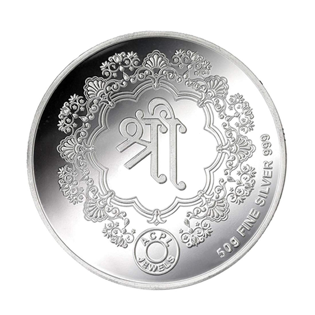 Taraash 999 Silver Trimurti 50gm Coin For Gifting CF30R2G50 With Gift Packaging - Taraash
