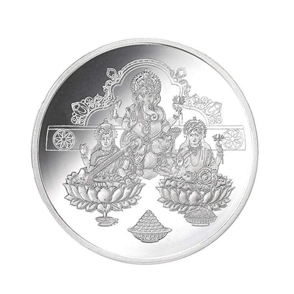 Taraash 999 Silver Trimurti 50gm Coin For Gifting CF30R2G50W - Taraash