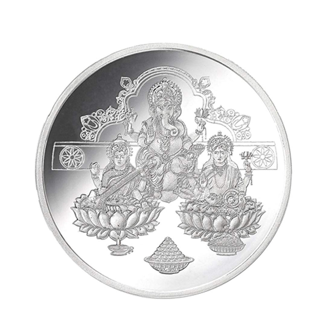 Taraash 999 Silver Trimurti 50gm Coin For Gifting CF30R2G50W - Taraash