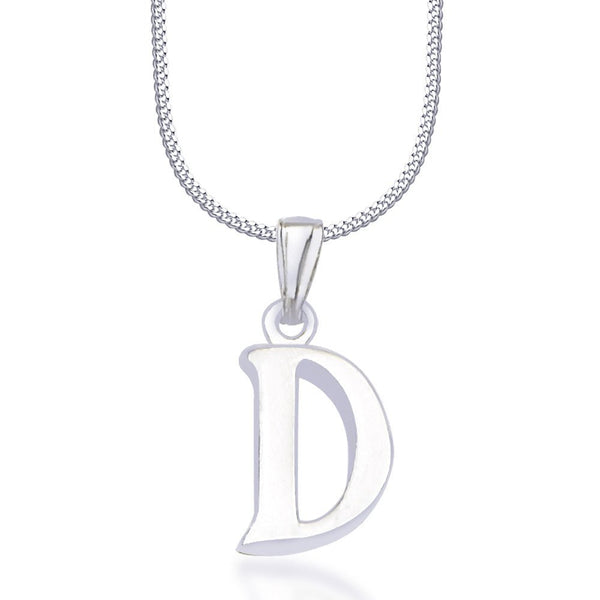 Taraash Alphabet 'D' with 18" Chain 925 Sterling Silver Pendant For Unisex COMBO PD 80 - Taraash