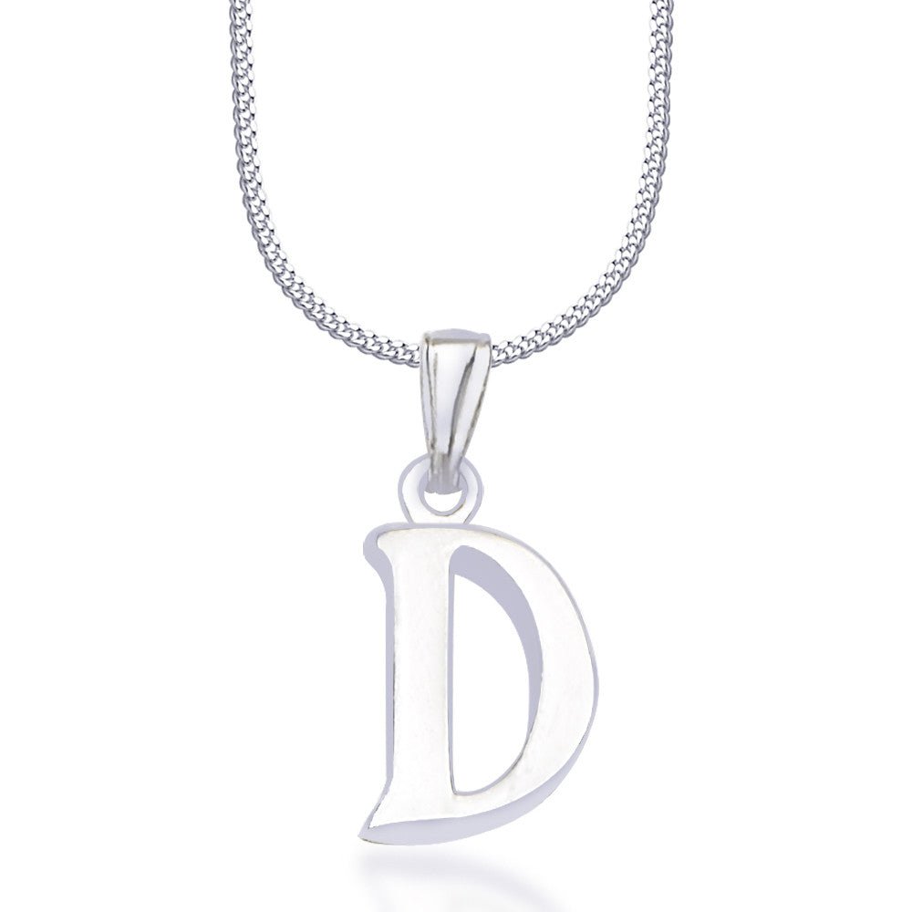 Taraash Alphabet 'D' with 18" Chain 925 Sterling Silver Pendant For Unisex COMBO PD 80 - Taraash