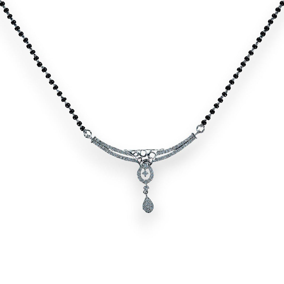 Taraash Black Beaded Sterling Silver Mangalsutra for Women - Taraash