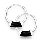 Taraash Black Enamel 925 Sterling Silver Hoop Earring For Women H42014ZG - Taraash