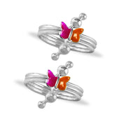 Taraash Butterfly 925 Pure Silver Adjustable Toe Ring | Bichiya Silver | Fancy Chandi Jodavi Toe Ring - Taraash