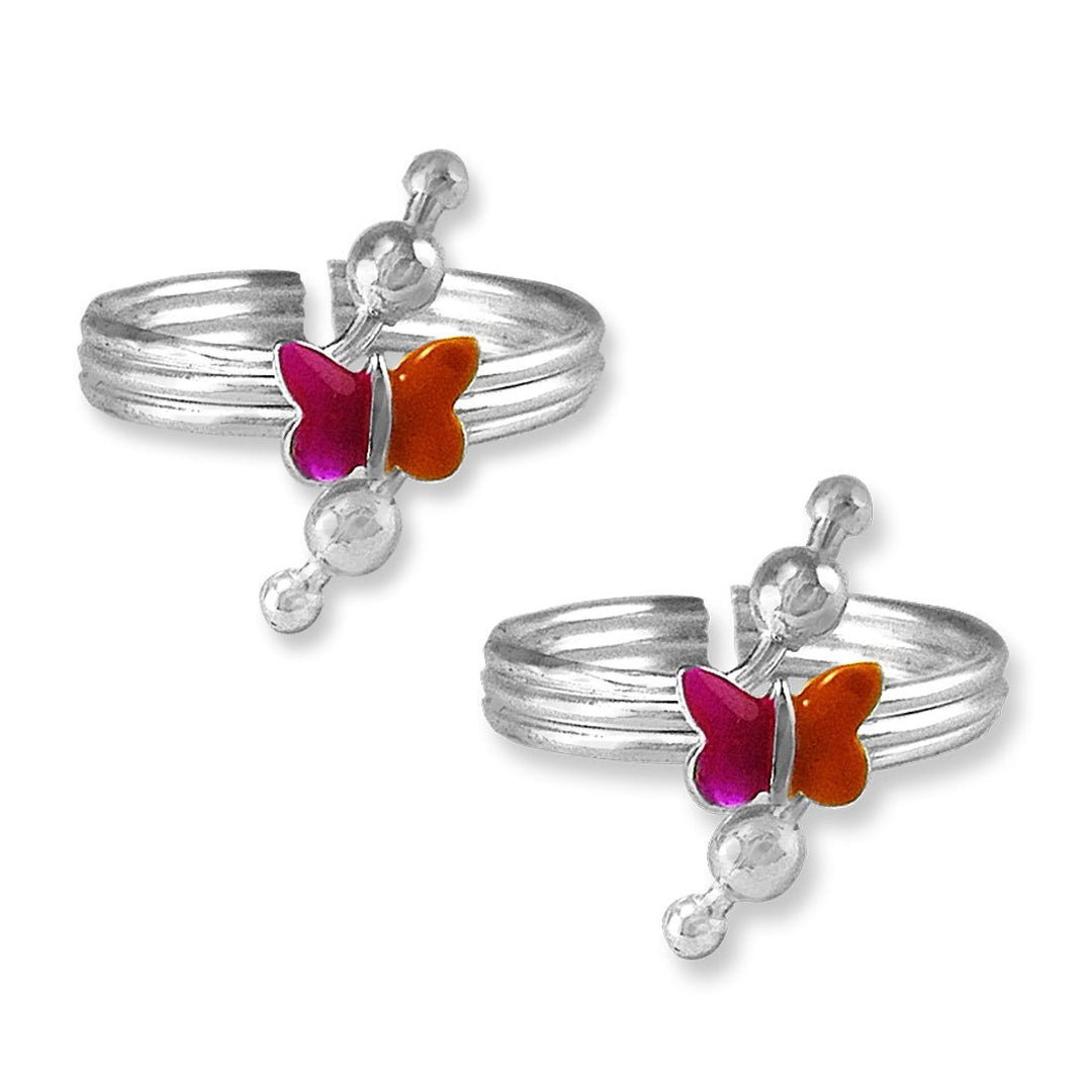 Taraash Butterfly 925 Pure Silver Adjustable Toe Ring | Bichiya Silver | Fancy Chandi Jodavi Toe Ring - Taraash