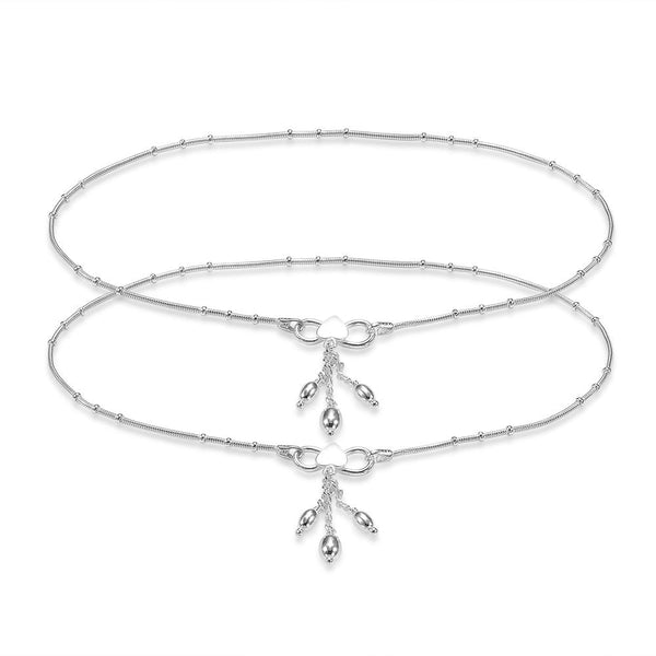 Taraash Compact Style Dangling Charm Sterling Silver Anklet For Women AN0556S - Taraash