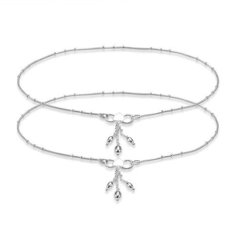 Taraash Compact Style Dangling Charm Sterling Silver Anklet For Women AN0556S - Taraash