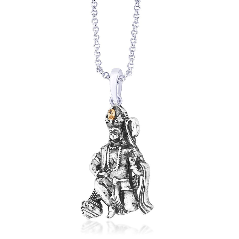 Taraash CZ Hanumanji 925 Silver Pendant For Men PD1438A - Taraash
