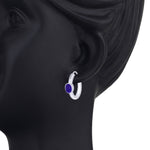 Load image into Gallery viewer, Taraash Drop Shape Purple enamel hoop earring 925 Silver For Women CBHP027I-11 - Taraash
