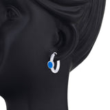 Taraash Drop Shape turquoise blue enamel hoop earring 925 Silver For Women CBHP027I-10 - Taraash
