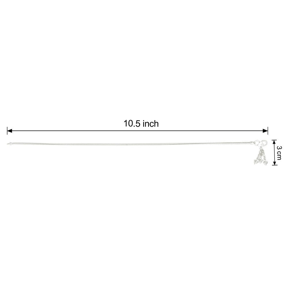 Taraash Single Line Plain Ending with Charm 925 Sterling Silver Anklet For Women AN0559S - Taraash