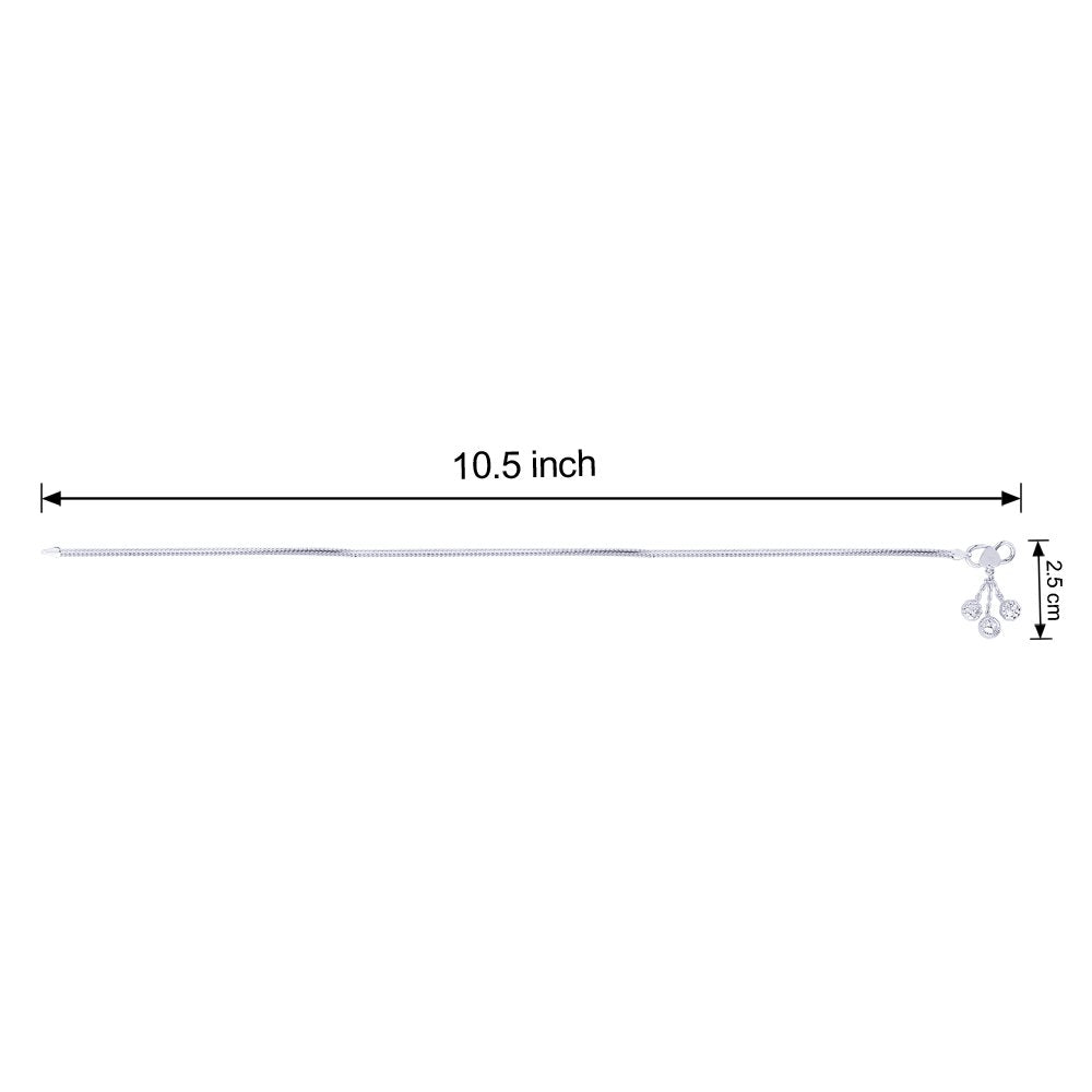 Taraash Single Line Plain Ending with Floral Charm 925 Silver Anklet For Women AN0538S - Taraash