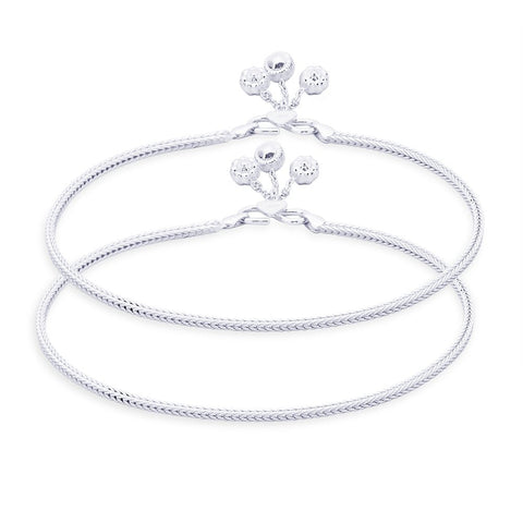Taraash Single Line Plain Ending with Floral Charm 925 Silver Anklet For Women AN0538S - Taraash