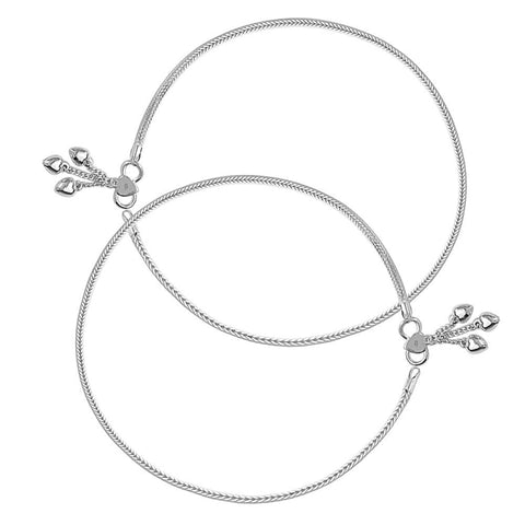 Taraash Single Line Plain Ending with Heart Charm 925 Sterling Silver Anklet For Women AN0536S - Taraash