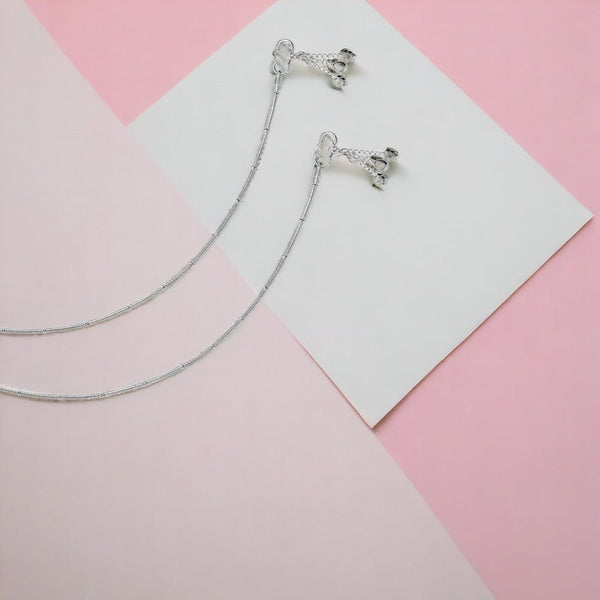 Taraash Single Line Plain Ending with Leaf Charm 925 Silver Anklet For Women AN0530S - Taraash